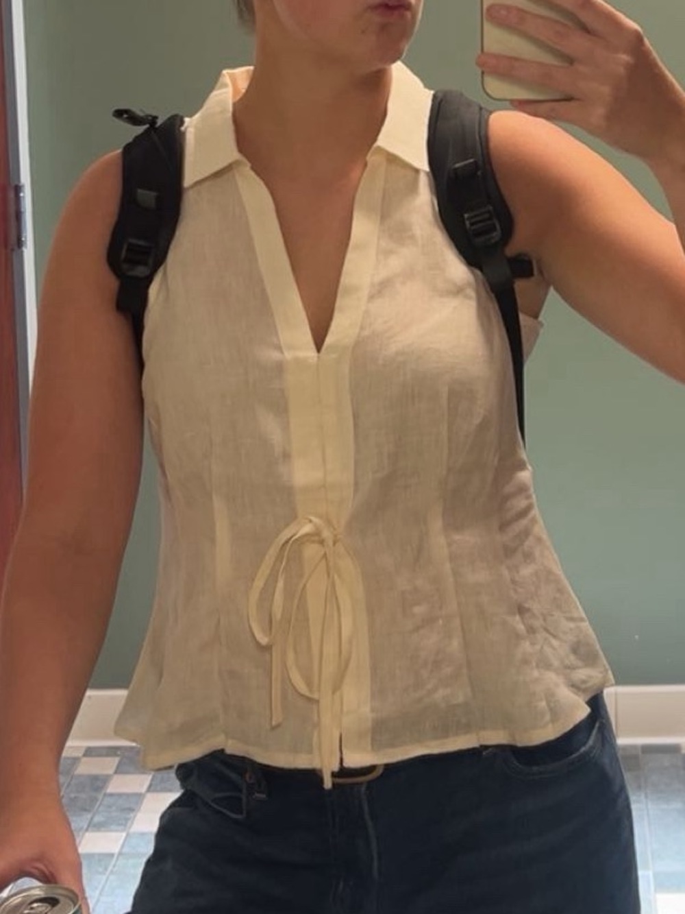 Spartina 449 Cream Sleeveless Tie-Front Camisole